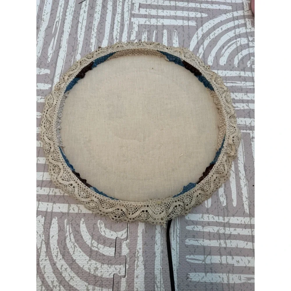Vintage Handmade Embroidery Hoop Wall Art Rooster Compass Farmhouse Country Chic